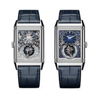 2025 Model Jaeger-LeCoultre Reverso Hybris Artistica Calibre 179, 51mm - Ref: Q39434E1 Blue Dial in 18k White Gold Case, Blue Leather