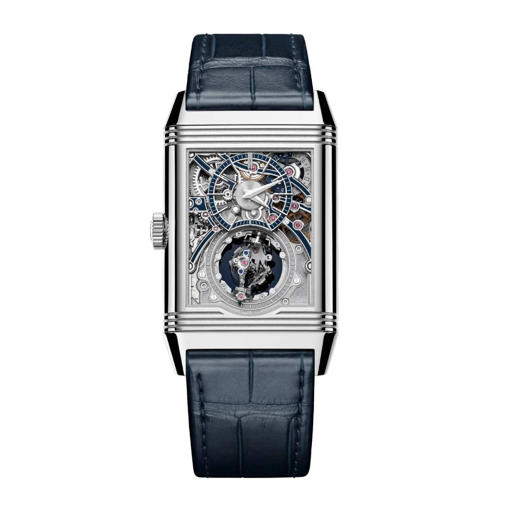 2025 Model Jaeger-LeCoultre Reverso Hybris Artistica Calibre 179, 51mm - Ref: Q39434E1 Blue Dial in 18k White Gold Case, Blue Leather