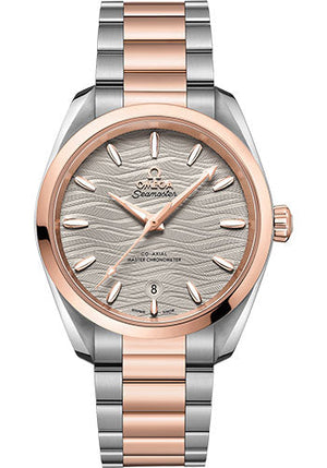 Omega Seamaster Aqua Terra 150M Co-Axial Master Chronometer Ladies Watch - 38 mm Steel And Sedna Gold Case - Waved Agate Grey Dial - 220.20.38.20.06.001
