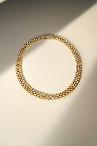 Watch Band Style Triple Row Diamond Necklace