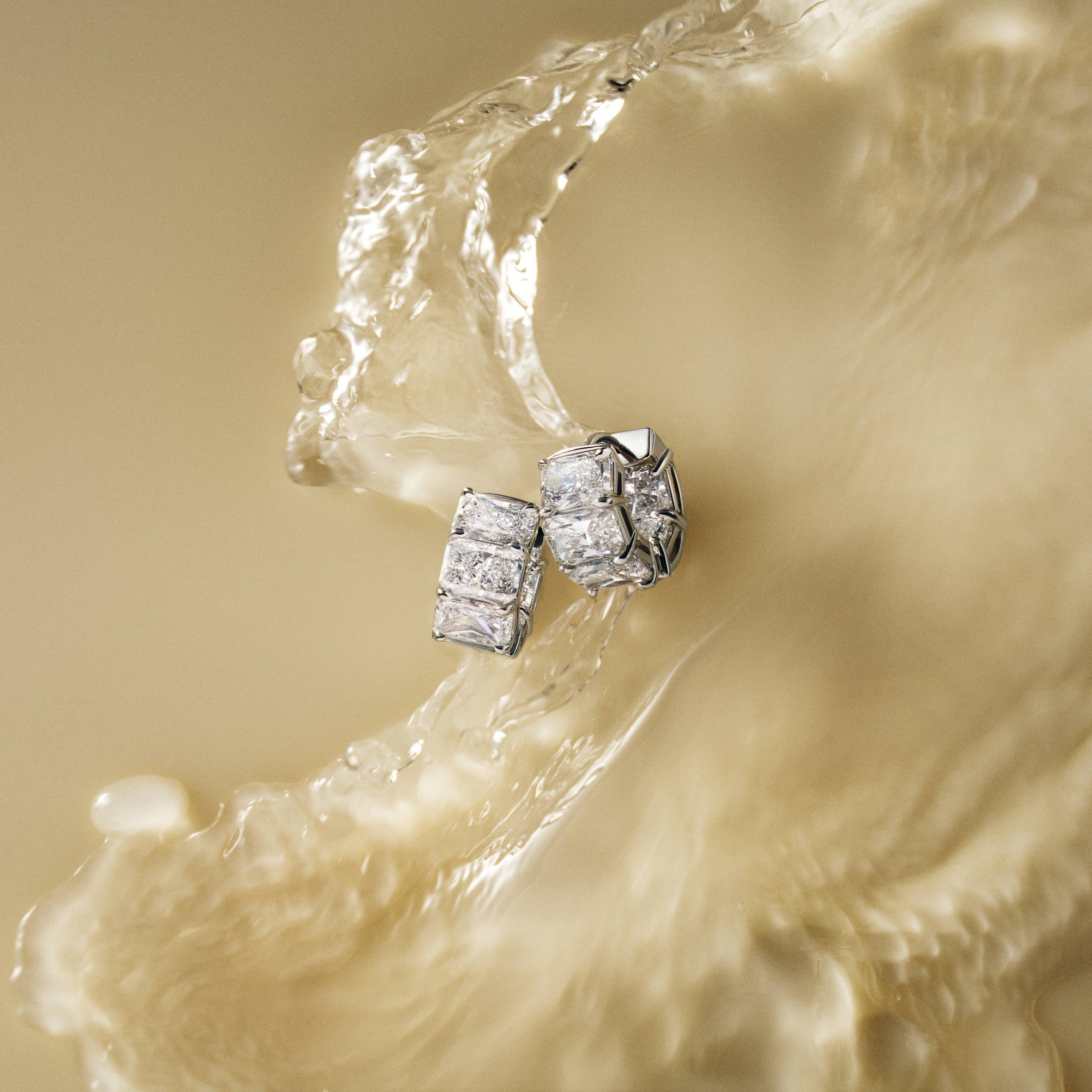 Large Radiant Diamond Huggies