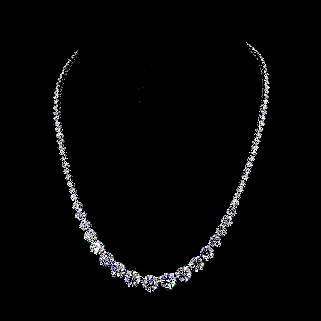 25 Carat Graduated Lab Grown Diamond Tennis Necklace