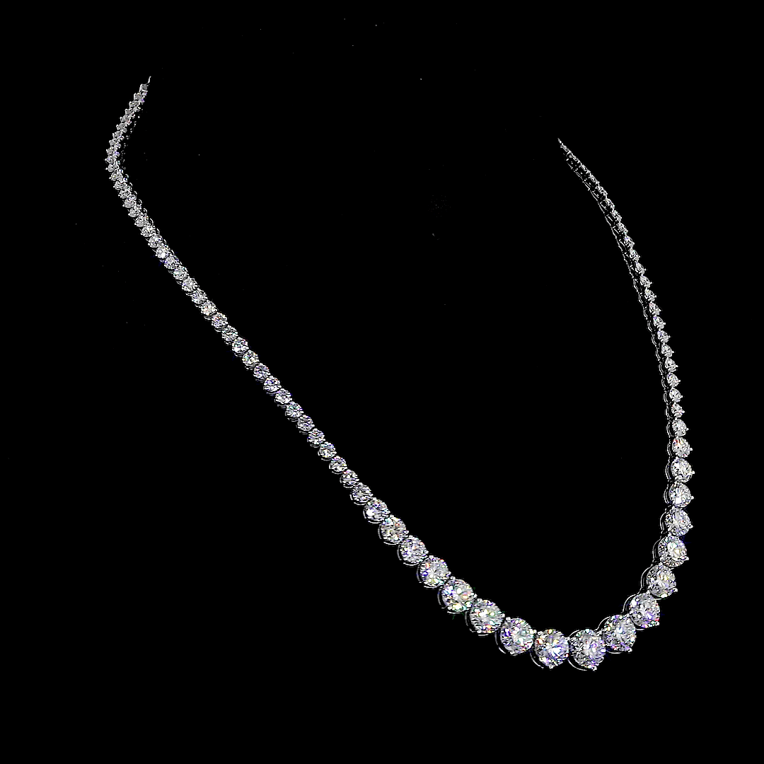 25 Carat Graduated Lab Grown Diamond Tennis Necklace