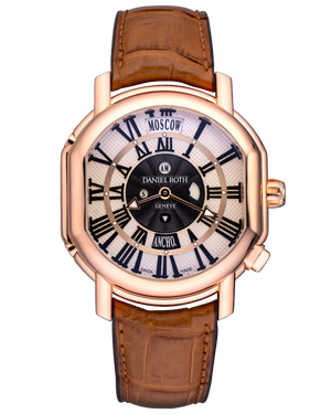 Daniel Roth Academie Metropolitan Dual Time 18K Rose Gold Men`s Watch