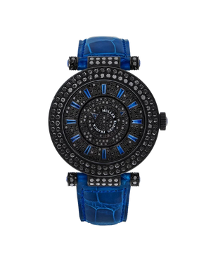 Franck Muller Ronde Double Mystery 18K White Gold PVD & Black Diamond & Sapphires Ladies Watch