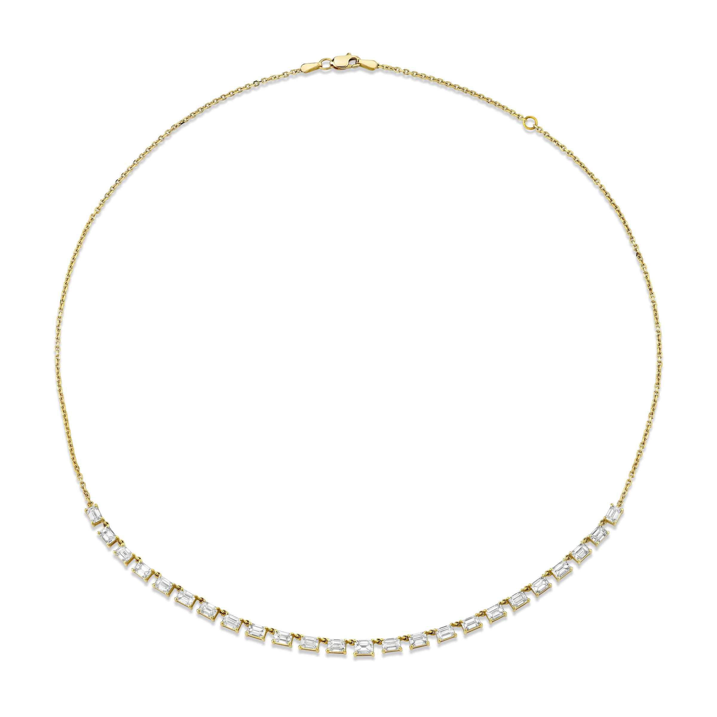 Floating Emerald Cut Diamond Necklace