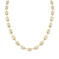 Emerald Cut Diamond Bezel Set Bar Necklace