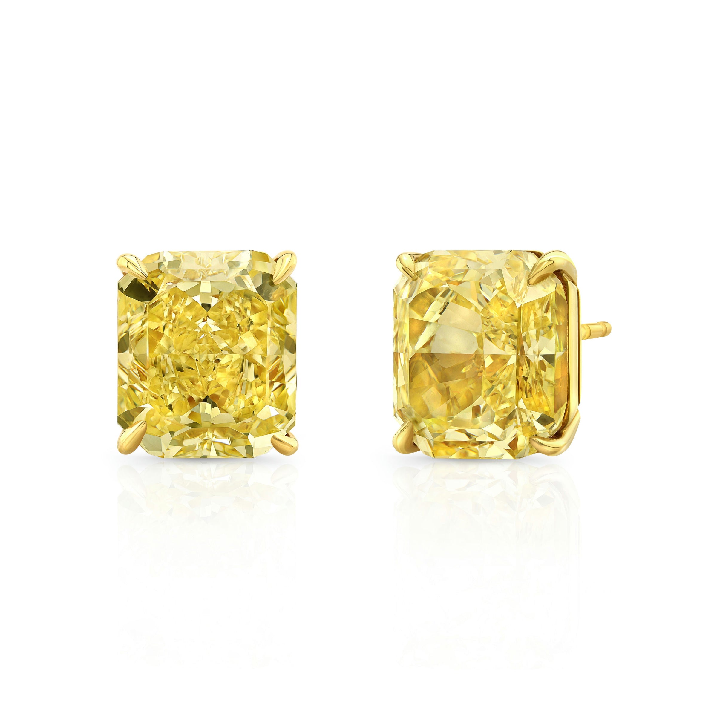 Fancy Intense Yellow Radiant Diamond Studs