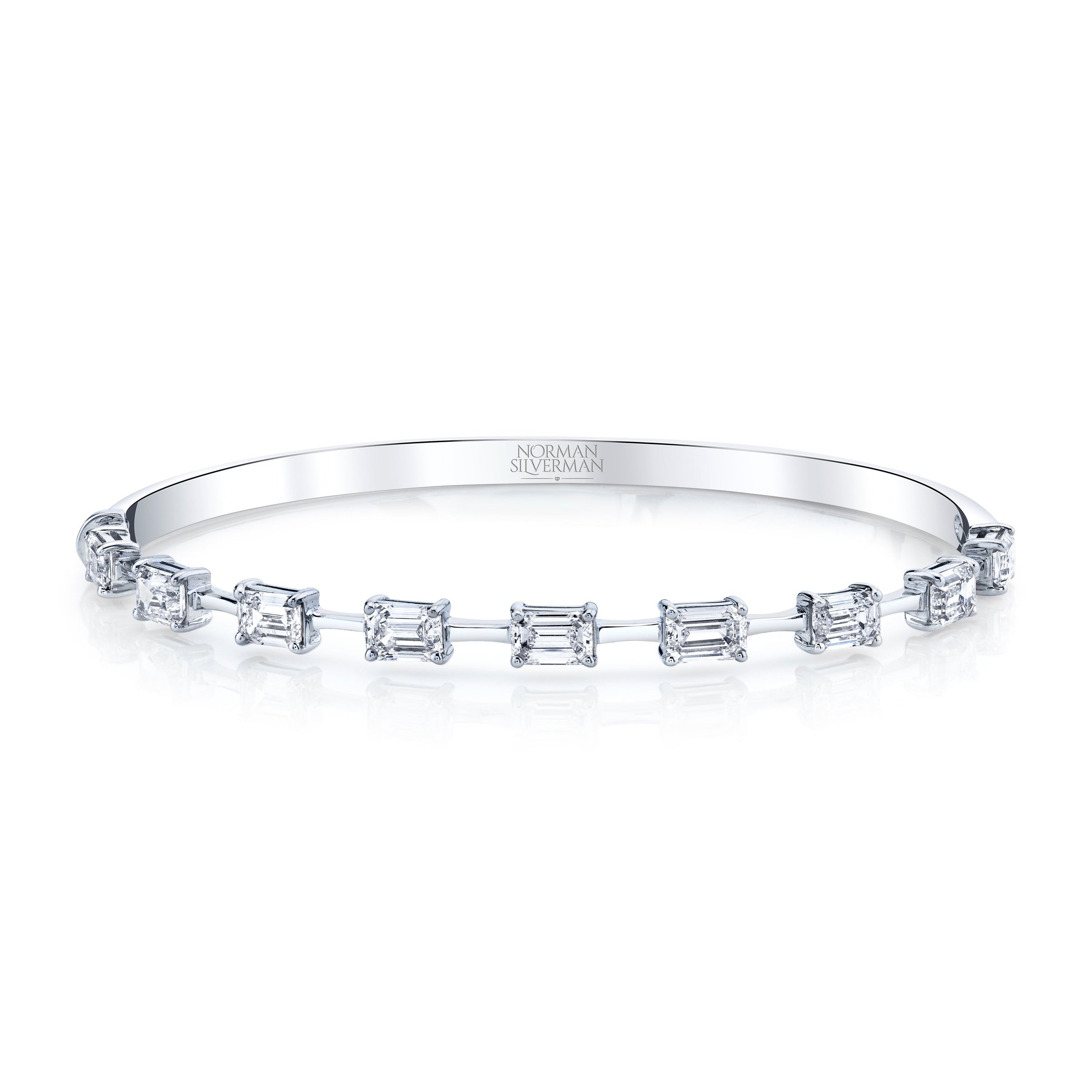 Hinged Bangle Bracelet with Emerald-cut Diamonds