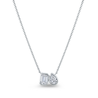 Emerald Cut and Pear Pendant with Cable Chain