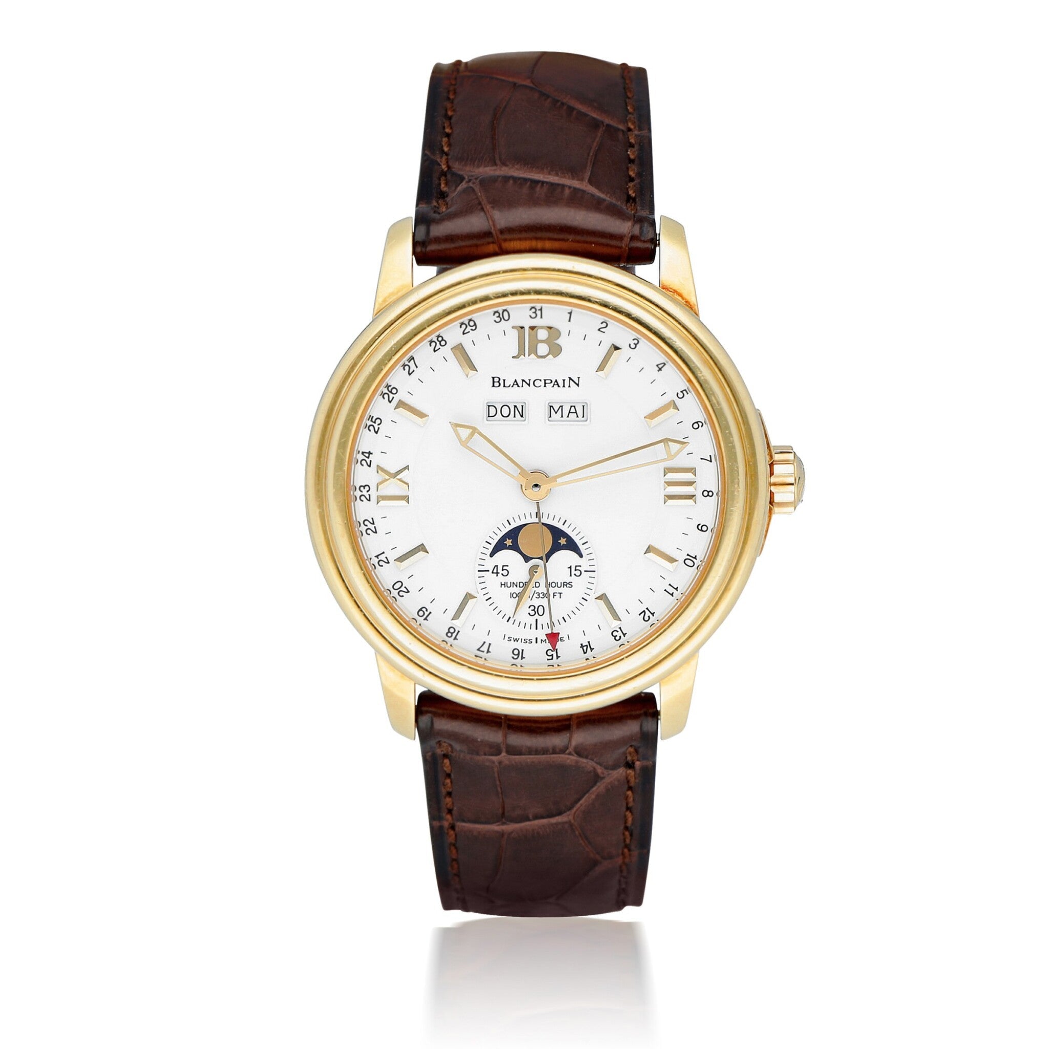 Blancpain Leman Moon Phase 18K Yellow Gold Men's Watch