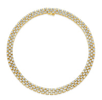 Watch Band Style Triple Row Diamond Necklace