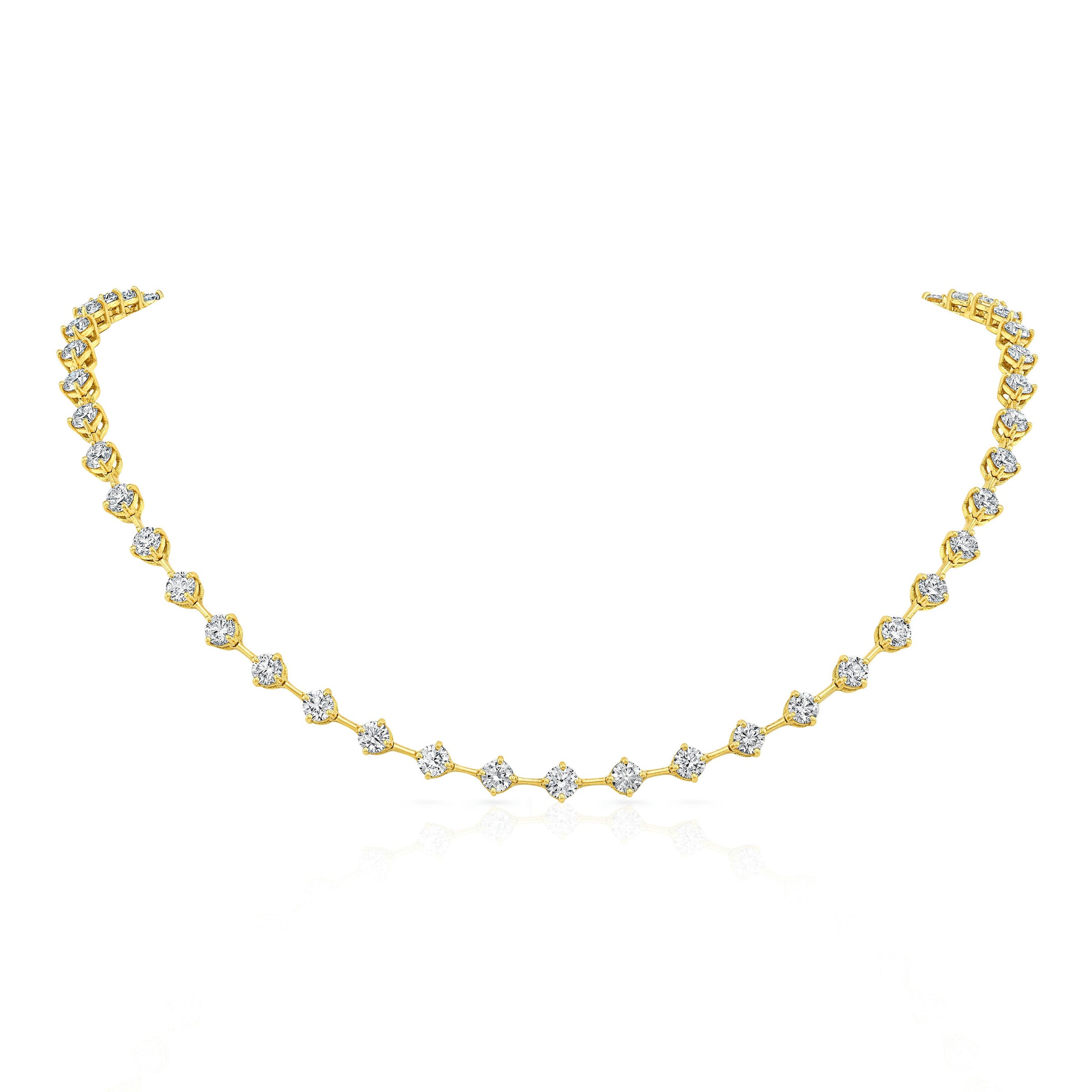 Round Brilliant Diamonds in 18k Yellow Gold Bar Necklace