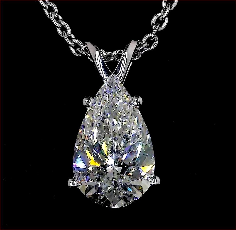 3.1 Carat Pear Lab Grown Diamond Necklace