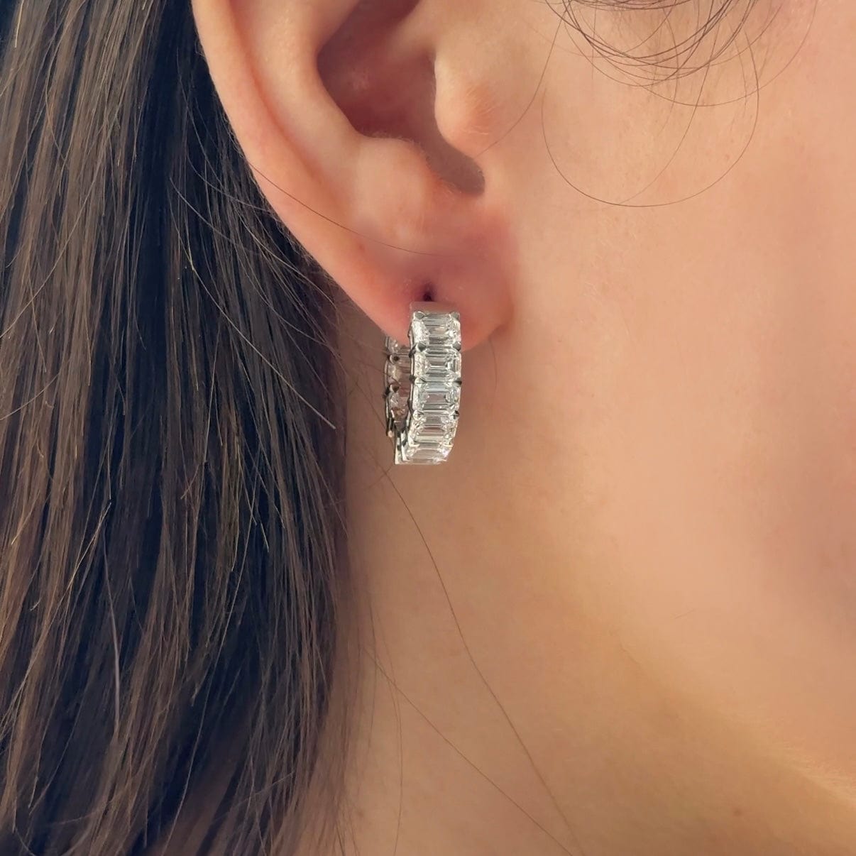3 Carat Lab Grown Huggie Earrings in White Gold