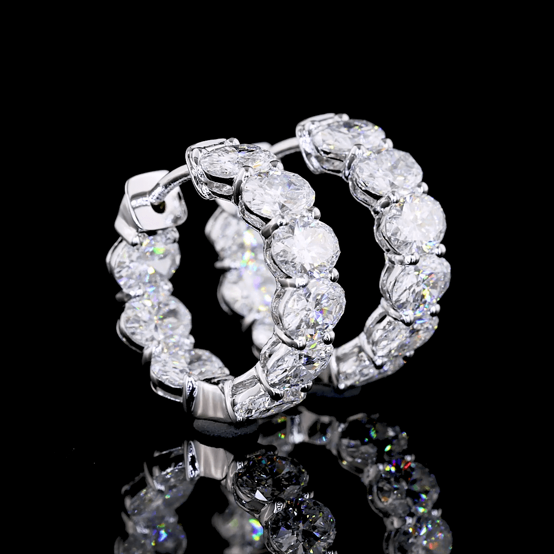 3 Carat Oval Lab Grown Diamond Huggie Earrings
