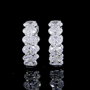 3 Carat Oval Lab Grown Diamond Huggie Earrings