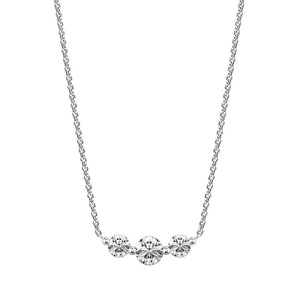 14K White Gold Three Stone Lab Grown Diamond Necklace