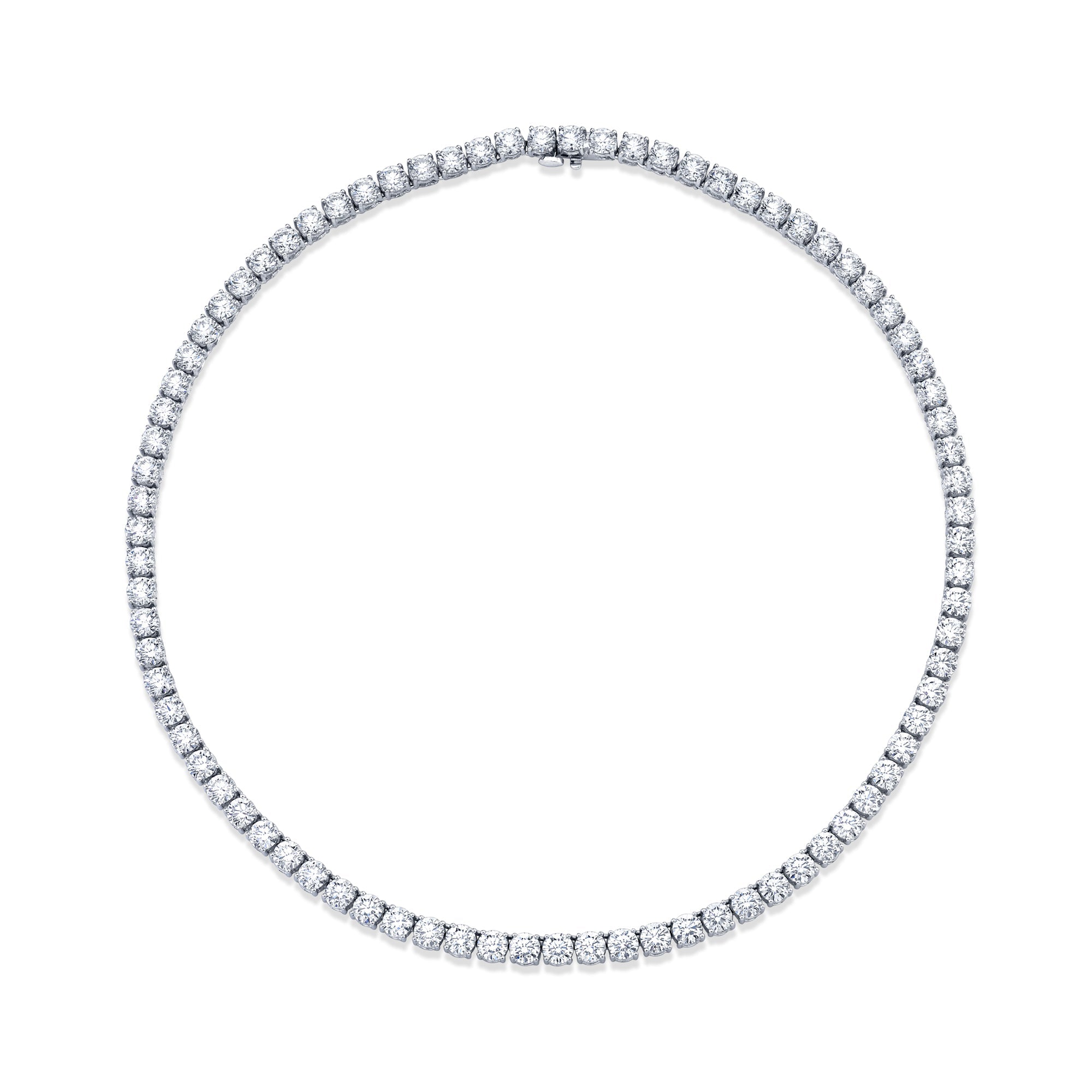 Straight Line 3.7mm Round Diamond 4-prong Necklace