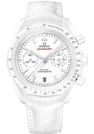 Omega Speedmaster Moonwatch Co-Axial Chronograph White Side of the Moon Watch - 44.25 mm White Ceramic Case - Moonwatch Style Dial - White Leather Strap - 311.93.44.51.04.002