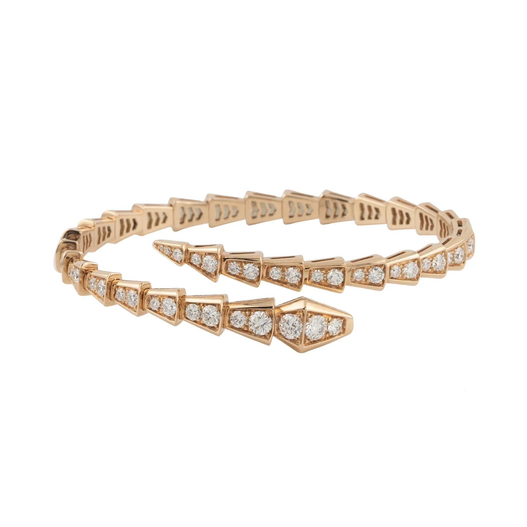 Bulgari 18K Rose Gold Serpenti Viper One-Coil Full-Pavé Diamond Lady's Bracelet