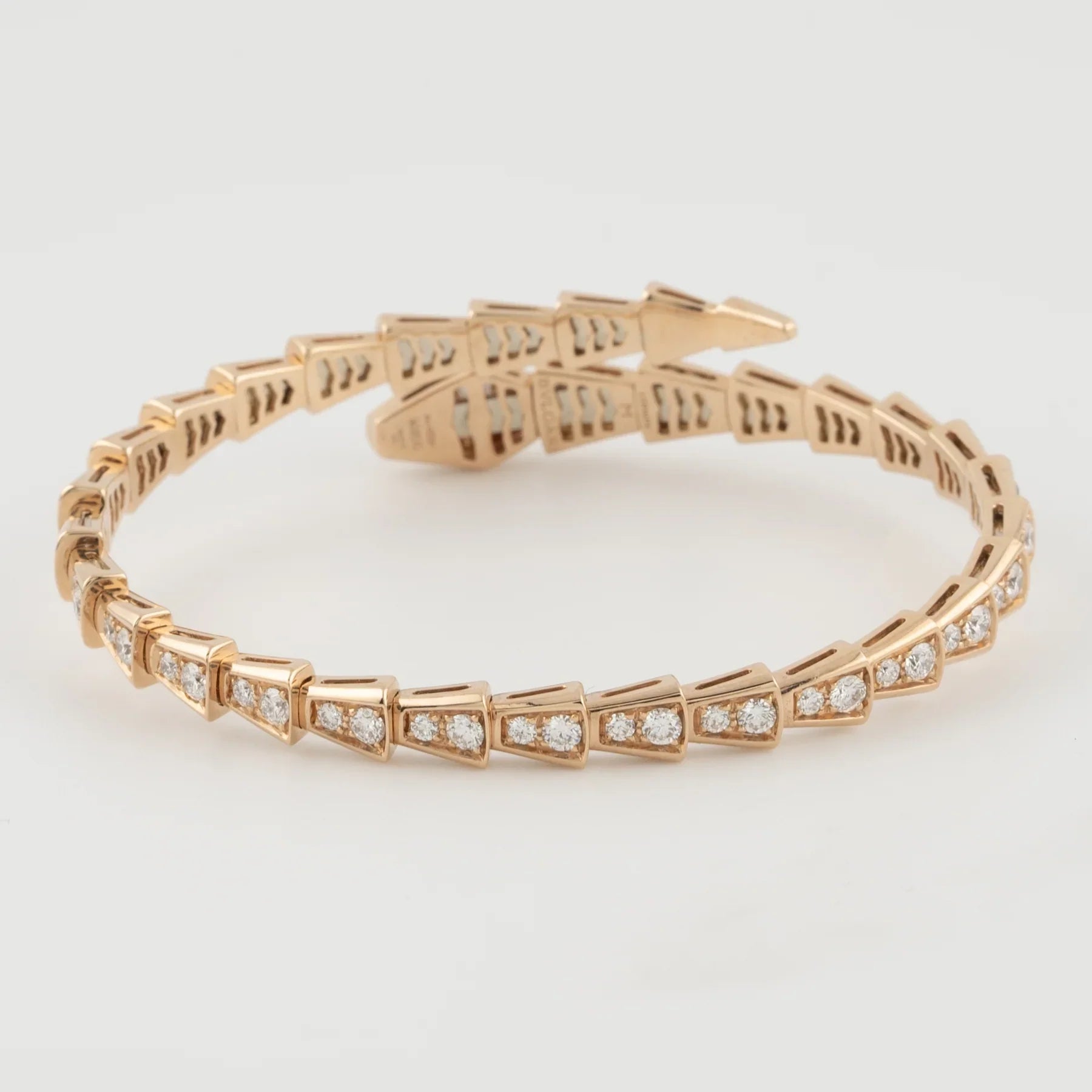 Bulgari 18K Rose Gold Serpenti Viper One-Coil Full-Pavé Diamond Lady's Bracelet