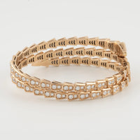 Bulgari 18K Rose Gold Serpenti Viper Two-Coil Full-Pavé Diamond Lady's Bracelet