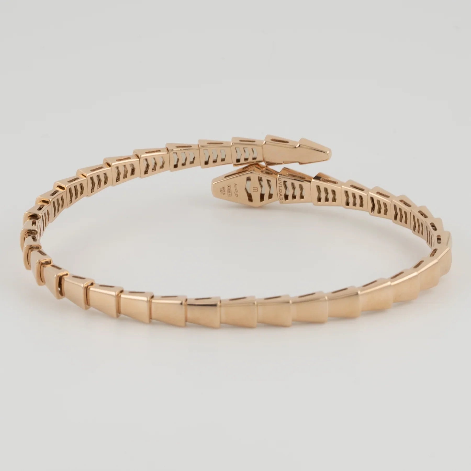 Bulgari 18K Rose Gold Serpenti Viper One-Coil Demi-Pavé Diamond Lady's Bracelet