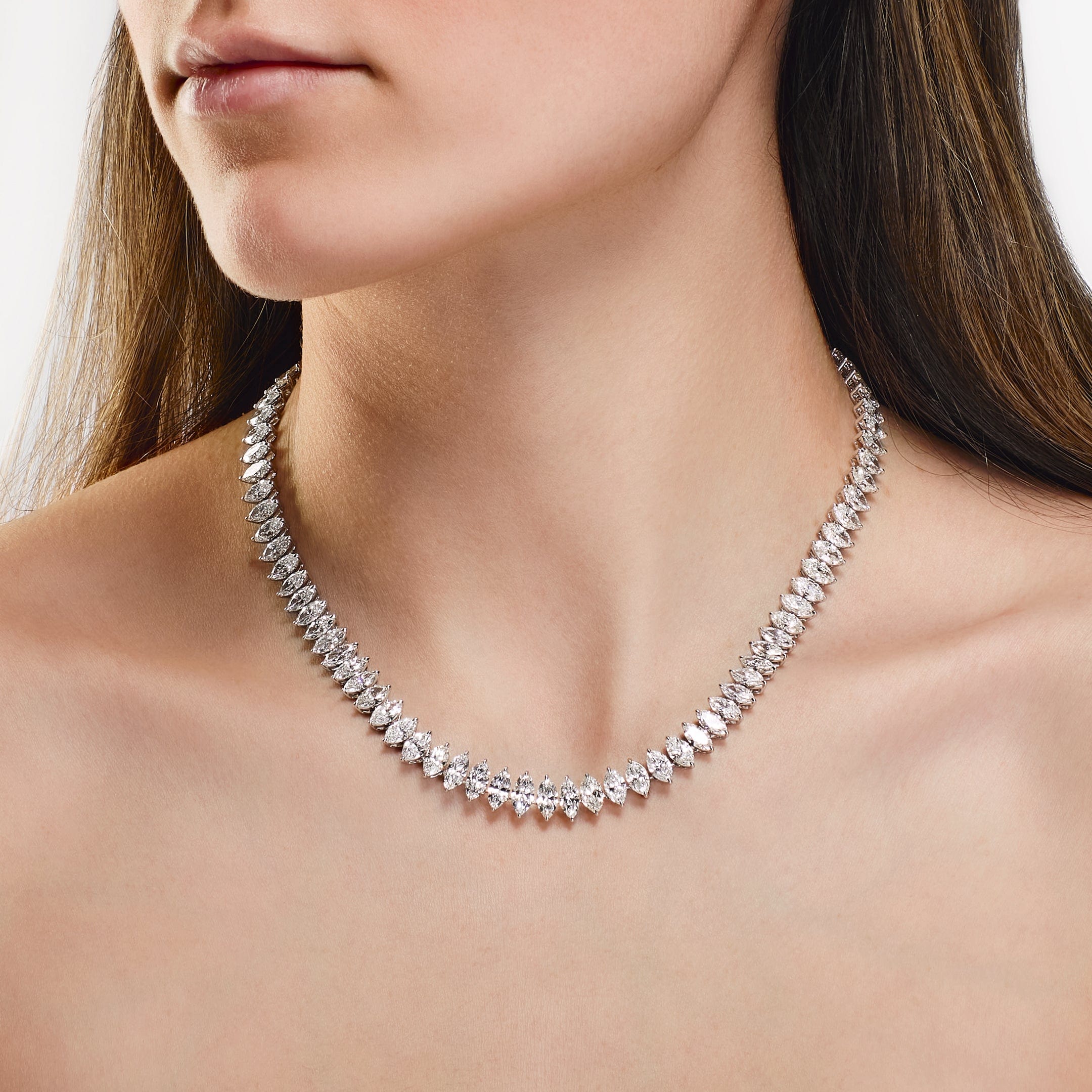 39.5 Carat Marquise Diamond Tennis Necklace
