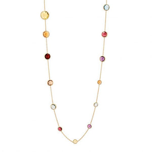 Jaipur Mixed Gemstone Station Necklace in Yellow Gold, 36"
