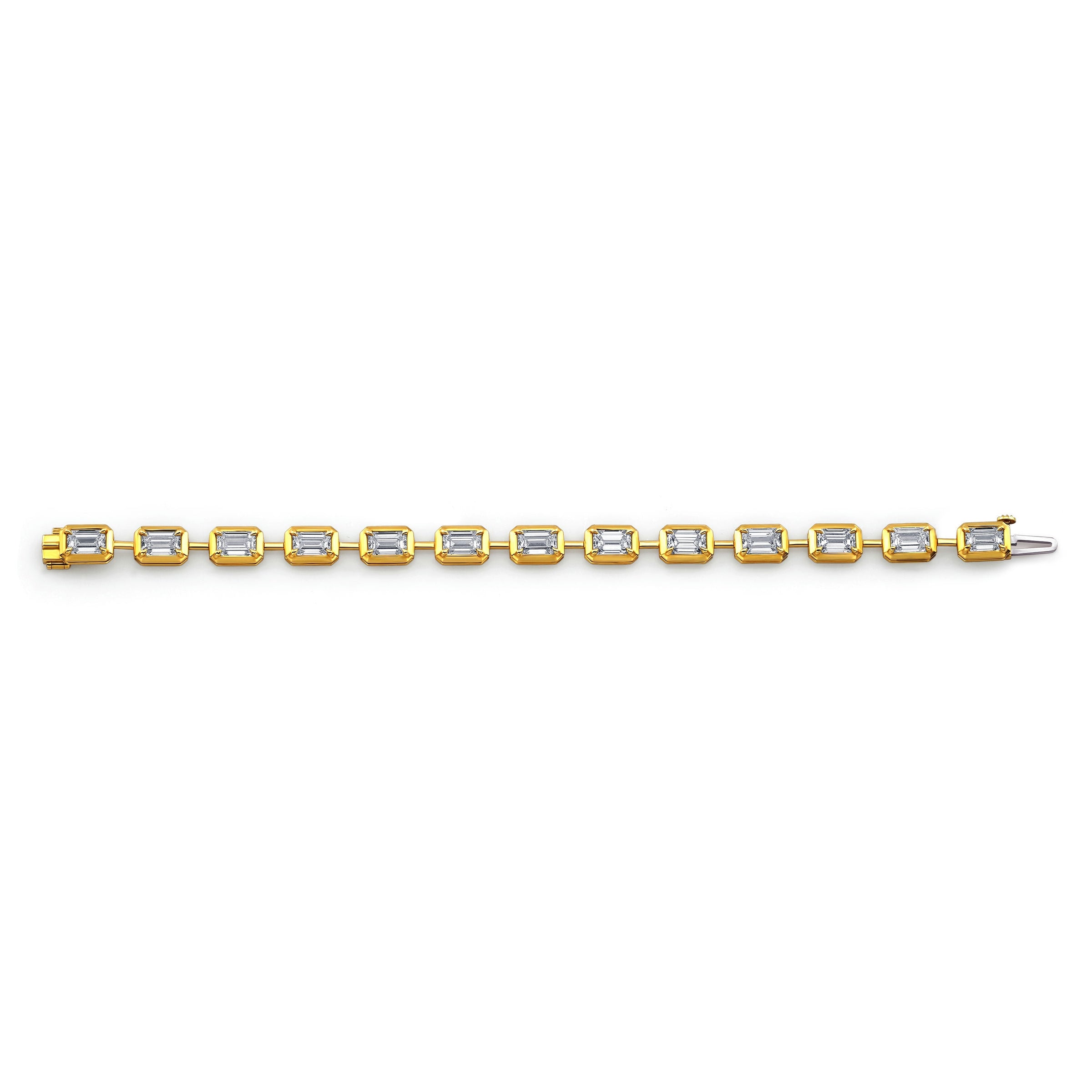 Emerald Cut Diamond Bezel Set Bracelet