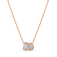 Emerald Cut and Pear Pendant with Cable Chain