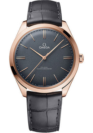 Omega De Ville Tresor Omega Co-Axial Master Chronometer - 40 mm Sedna Gold Case - Grey Enamel Dial - Grey Leather Strap - 435.53.40.21.06.001