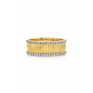 18k Yellow Gold Diamond Strie Ring