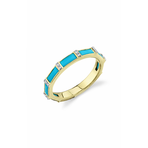 18k Yellow Gold Turquoise Band