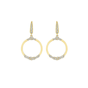 18K Yellow Gold Stardust Circle Diamond Earrings