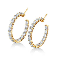 Emerald Cut Diamond Hoop Earrings