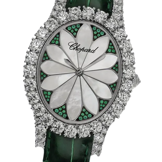 Chopard L'Heure Du Diamant 18K White Gold & Diamonds & Emeralds Lady's Watch