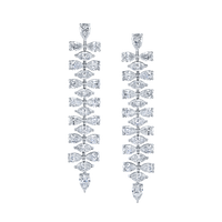 Marquise and Pear Shape Diamonds Dangle Earrings