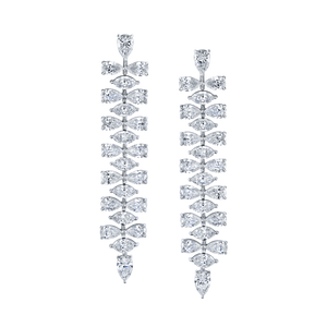 Marquise and Pear Shape Diamonds Dangle Earrings
