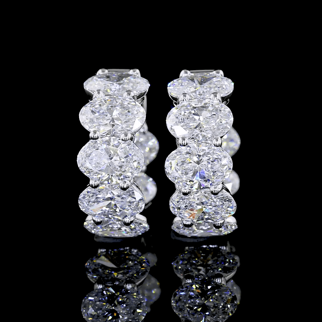 5 Carat Lab Grown Oval Shape Diamond Huggie Earrings