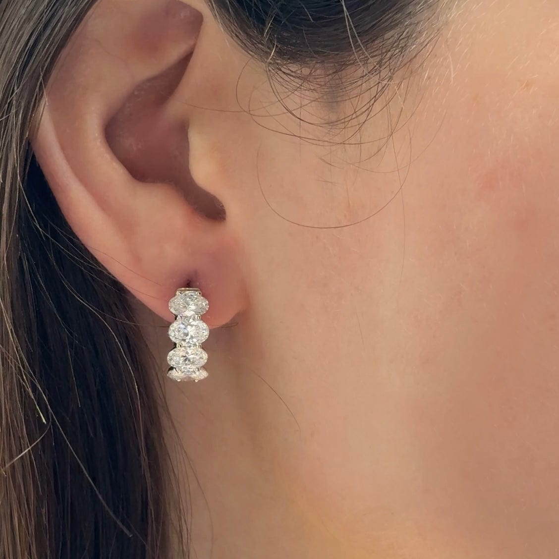 5 Carat Lab Grown Oval Shape Diamond Huggie Earrings