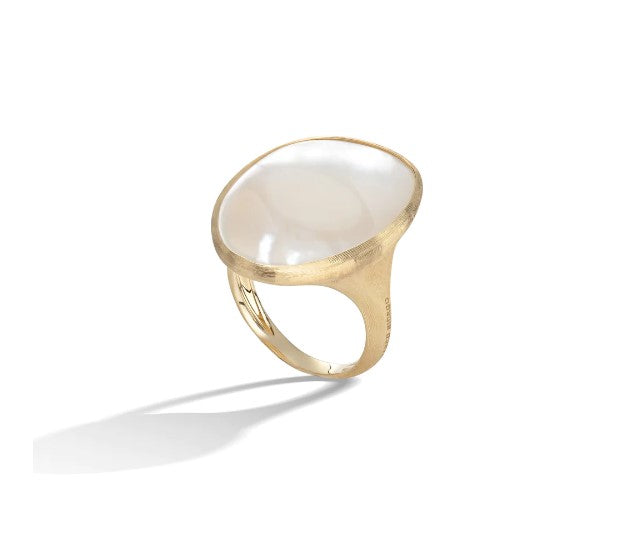18Kt Yellow Gold Lunaria Ring With Mother Of Pearl