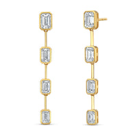 Graduated Emerald Cut Diamond Dangle Earrings