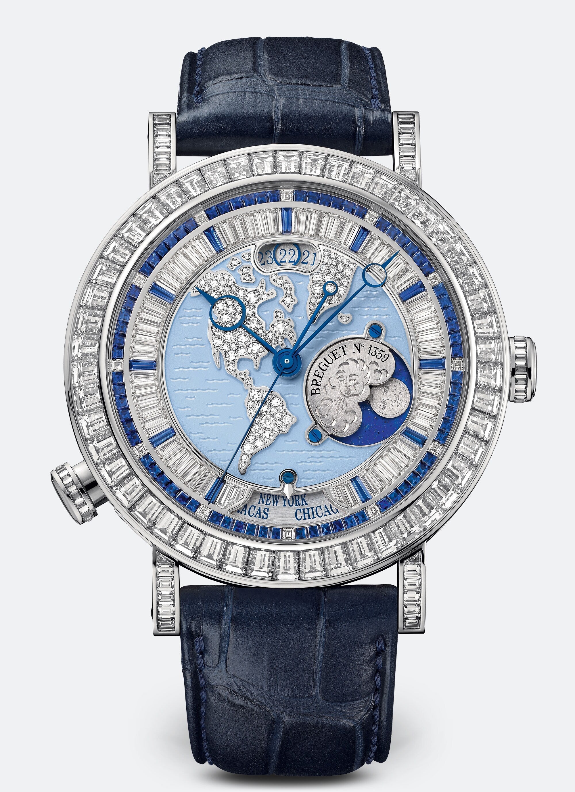 Breguet Classique “Hora Mundi” America-Oceania Platinum & Diamonds & Sapphires Men's Watch