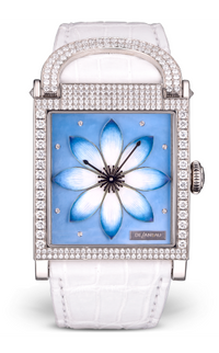 DeLaneau " Luckee Lotus" ADO 18K White Gold & Diamonds Lady's Watch