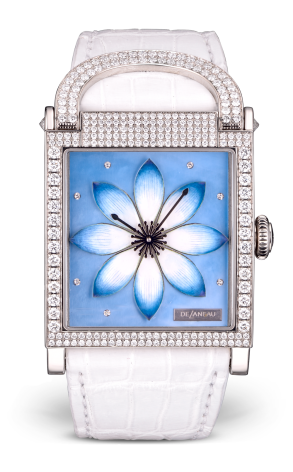 DeLaneau " Luckee Lotus" ADO 18K White Gold & Diamonds Lady's Watch