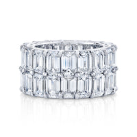 Double Row Emerald Cut Diamond Eternity Band