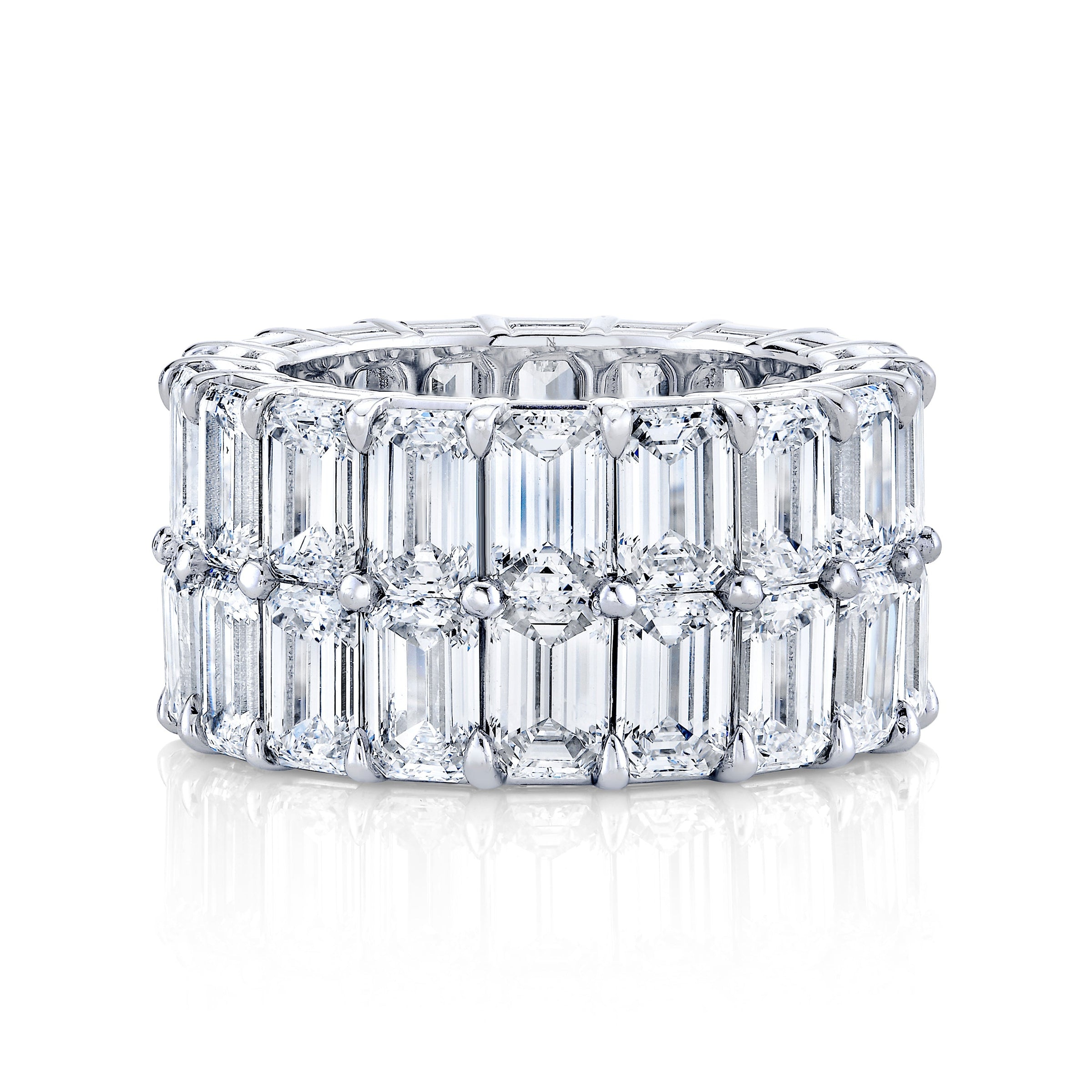 Double Row Emerald Cut Diamond Eternity Band