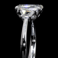 6.9 Carat Emerald Lab Grown Diamond Three-Stone Ring